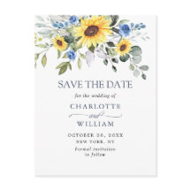 Elegante Eucalyptus Sunflower Wedding Save the Dat