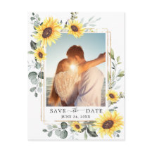 Elegante Eucalyptus Sunflower Wedding Save the Dat