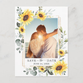Postal Elegante Eucalyptus Sunflower Wedding Save the Dat
