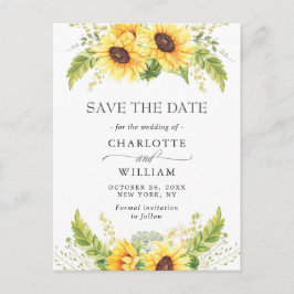 Postal Elegante Eucalyptus Sunflower Wedding Save the Dat
