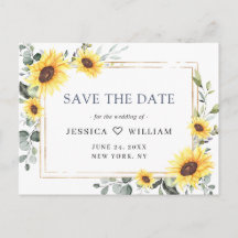Elegante Eucalyptus Sunflower Wedding Save the Dat