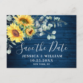 Postal Elegante Eucalyptus Sunflower Wedding Save the Dat