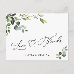 Postal Elegante Eucalyptus Watercolor Floral Gracias QR