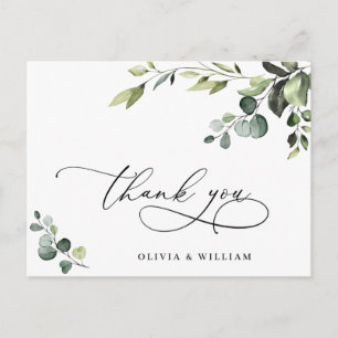 Postal Elegante Eucalyptus Watercolor Floral Gracias QR