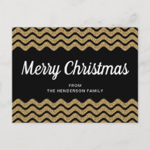 Elegante Faux Gold Purpurina Feliz Navidad