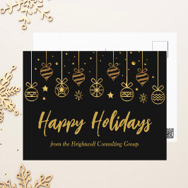 Postal Elegante Felices Fiestas Negros Personalizado Oro