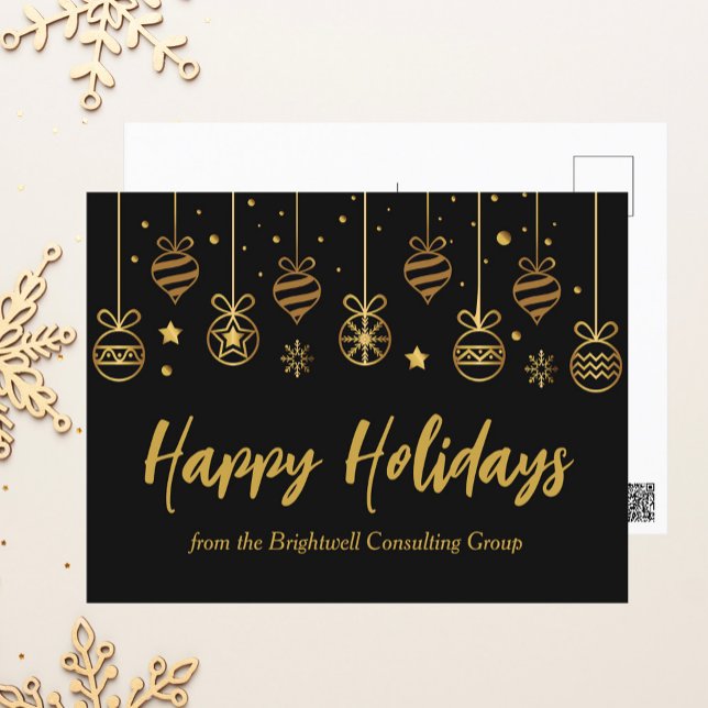 Postal Elegante Felices Fiestas Negros Personalizado Oro (Subido por el creador)
