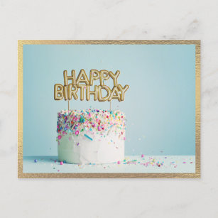 Postal Elegante Feliz Cumpleaños Cake Moderno