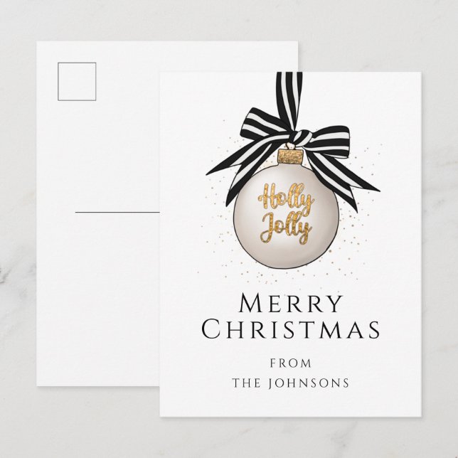 Postal Elegante Feliz Navidad Bauble (Anverso / Reverso)