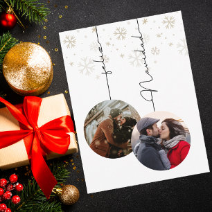 Postal Elegante Feliz Navidad Moderno Foto & Copos de Nie