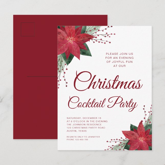 Postal Elegante Fiesta de cócteles de los Navidades de la (Anverso / Reverso)