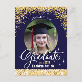 Postal Elegante fiesta de graduación de Purpurina de oro
