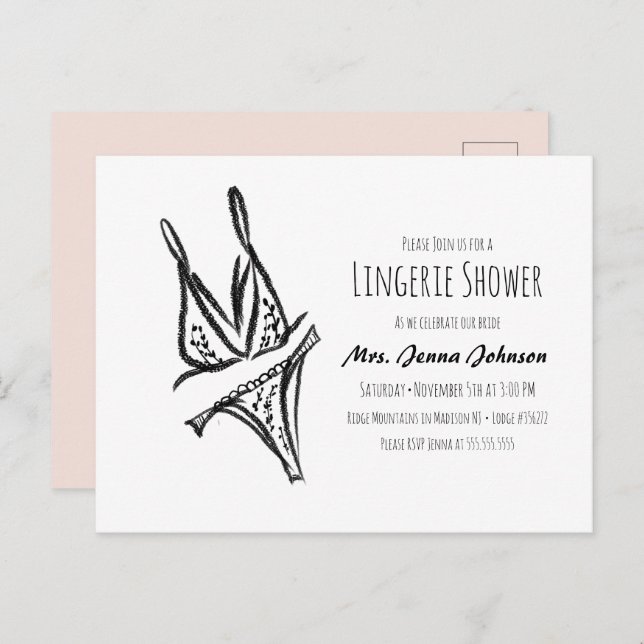 Postal Elegante fiesta de soltera ducha de novia de lence (Anverso / Reverso)