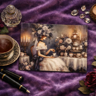 Postal Elegante fiesta de té nupcial oscura y sombría