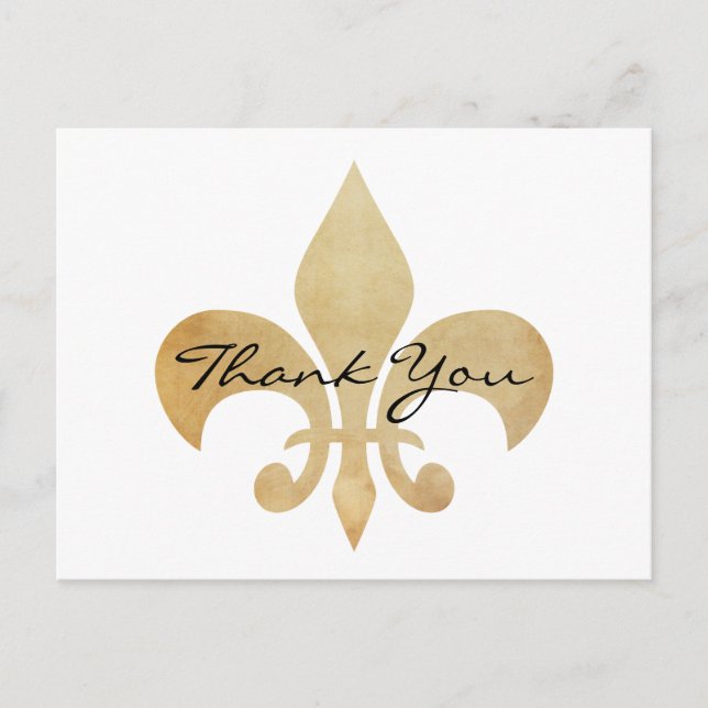 Postal Elegante Fleur de Lis Gracias Postcard (Anverso)