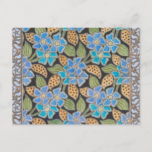 Postal Elegante Flor Azul Periwinkle Floral Clásico