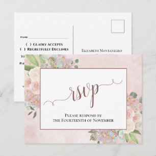 Postal Elegante Floral Acuarela Rosa