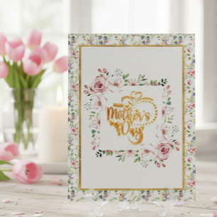 Postal Elegante Floral Día de la Madre con Rosa Rosa Fies