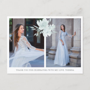 Postal Elegante Floral Dos Fotos Quinceañera Agradecimien
