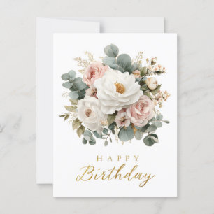 Postal Elegante floral "Feliz Cumpleaños" 