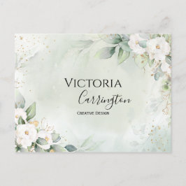 Postal Elegante Floral Oro Verde Profesional Gracias