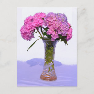 Postal Elegante floral rosa púrpura hidrangeas