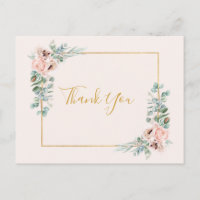 Elegante Floral Rosado | Agradecimiento de Boda Pa