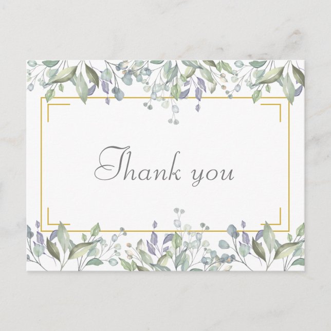 Postal Elegante Floral Script Business Gracias (Anverso)