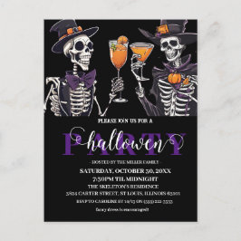 Postal Elegante Floral Skull Adulto Halloween Party Invit