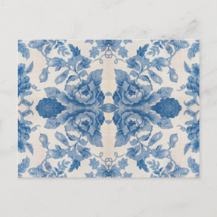 Postal Elegante floral vintage azul