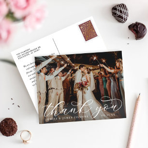 Postal Elegante floritura agradecimiento boda foto