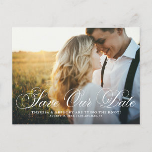 Postal Elegante Flourish Script Photo Save Our Date