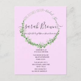 POSTAL ELEGANTE FOLIAR VERDE Y ROSA PARA DUCHA DE NOVIA V