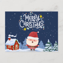 Postal Elegante fondo azul marino con Santa Navidad