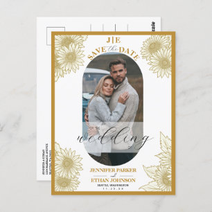 Postal Elegante Foto Botánica De Girasol Guardar La Fecha