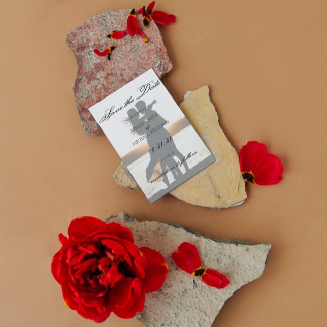 Postal Elegante foto caligráfica romántica Guardar la fec (Subido por el creador)
