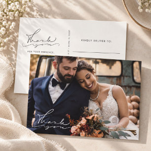 Postal Elegante Foto de Boda Agradecimiento