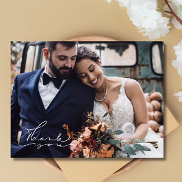 Postal Elegante Foto de Boda Agradecimiento Script
