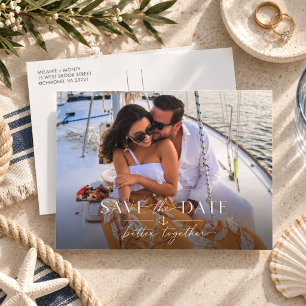Postal Elegante foto de boda en barco para Save the Date