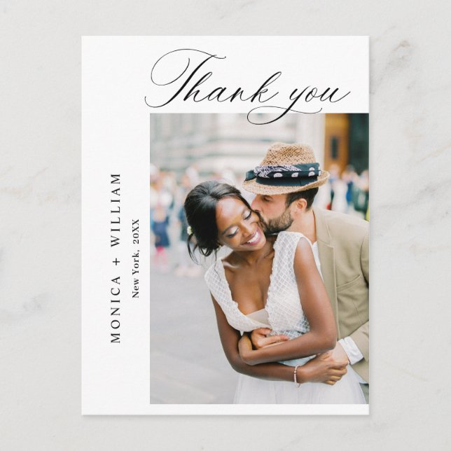 Postal Elegante foto de Boda Minimalista (Anverso)