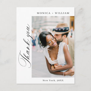 Postal Elegante foto de Boda Minimalista Gracias