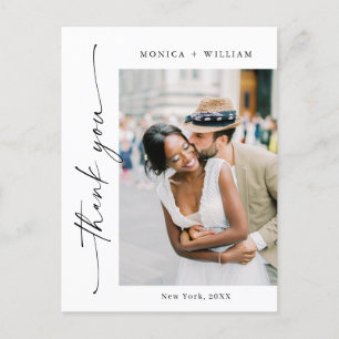 Postal Elegante foto de Boda Minimalista Gracias