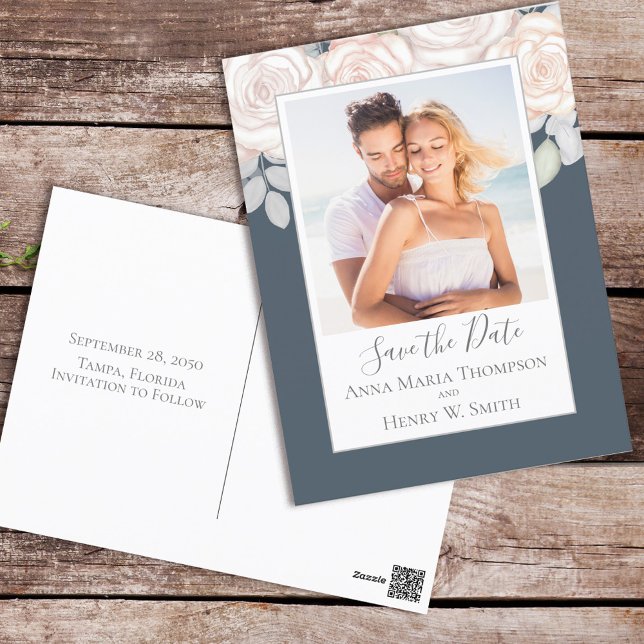 Postal Elegante Foto de Caligrafía Floral con Acuarela Ro (Subido por el creador)