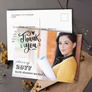 Postal Elegante Foto de Corazón con Letra de Graduación d