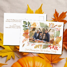Postal Elegante foto de Día de Acción de Gracias de la fa