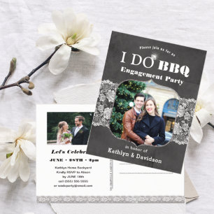 Postal Elegante Foto de encaje I DO Engagement Invitation