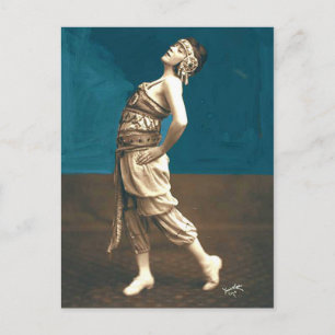 Postal Elegante foto de época bailarina de harem de los a