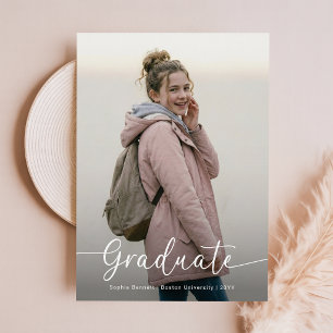 Postal Elegante Foto de Escritura Lazo Rosa Graduación Ag