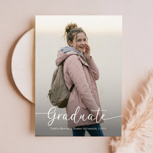 Postal Elegante Foto de Escritura Lazo Rosa Graduación Ag