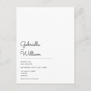 Postal Elegante foto de escritura minimal Guardar la fech